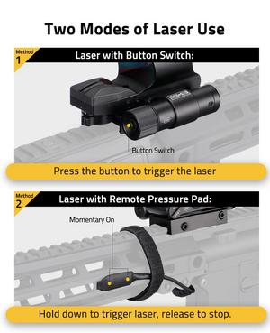 EZshoot Lens Reflex Sight, hold down to trigger laser, release to stop in green laser
