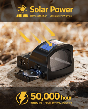 EZshoot Auto Brightness Green Dot Sight, solar power harness the sun -less battery worries!