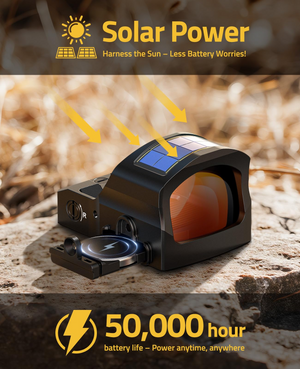 EZshoot Auto Brightness Red Dot Sight, solar power harness the sun -less battery worries!