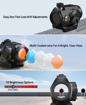 EZshoot Circle Red Dot, multi-coated lensfor a bright, clear view in black
