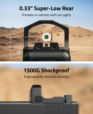 EZshoot Motion Awake Green Dot Sight, provides co-witness with iron sights