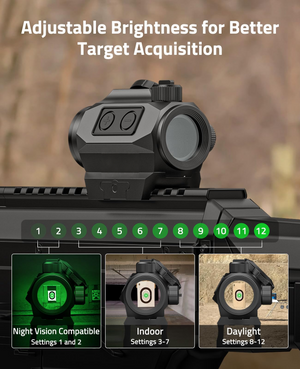 EZshoot Green Dot Sight, adjustable brightness for better target acquisition night vision compatible