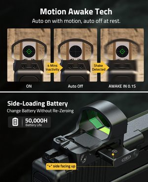 EZshoot Green Dot Sight, side-loading battery change battery without re-zeroing