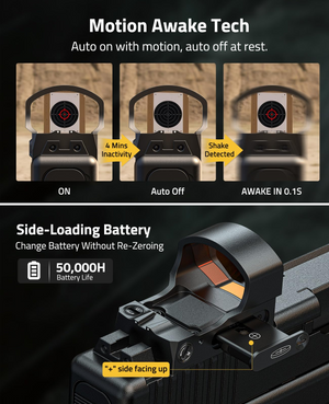 EZshoot Green Dot Sight, side-loading battery change battery without re-zeroing in red dot