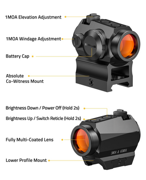 EZshoot Dot Scope Optics, lower profile mount in black