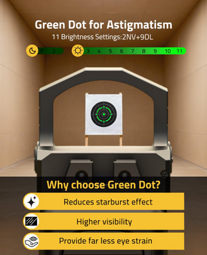 EZshoot Red Dot Sight, green dot for astigmatism