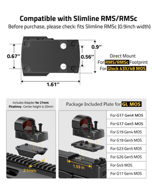 EZshoot Dot Sight, compatible with slimline rms/rmsc direct mount in red dot