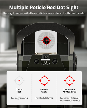 EZshoot Auto Brightness Red Dot Sight, multiple reticle red dot sight