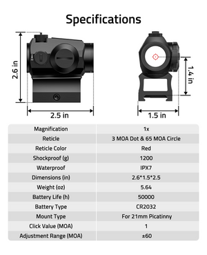 EZshoot Dot Scope Optics, mount type for picatinny in black