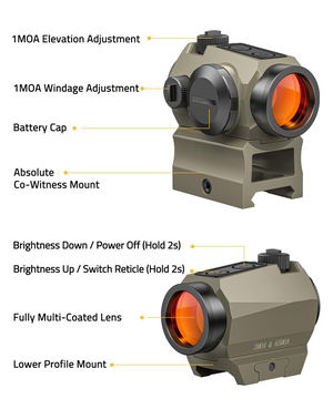 EZshoot Dot Scope Optics, lower profile mount in sand