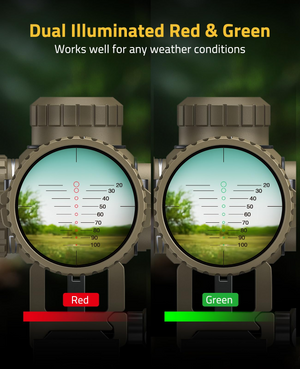 Dual illuminated red green – EZshoot 1.5-5x32 Illuminated Crossbow Scope (flat dark earth)