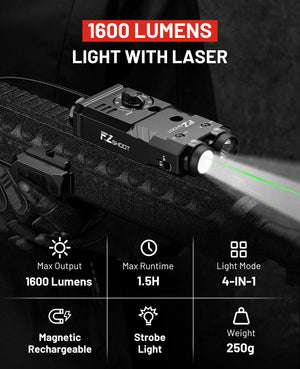 Flashlight IR Illuminator, max – EZshoot 1600 Lumen 4-in-1 Rifle Flashlight (Green Laser, IR Laser, White Light, Green Light)