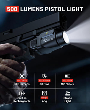 EZshoot Pistol Light, lumens pistollight maxoutput maxruntime