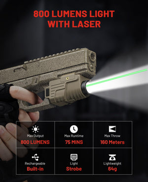 EZshoot built-in USB rechargeable, rechargeable light lightweight Light with Green Beam