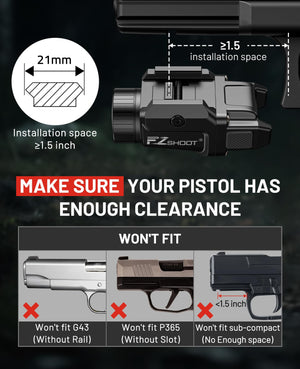EZshoot Pistol Light, won't fit sub-compact (without rail)