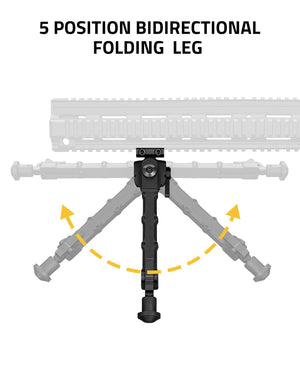 EZshoot Stble Picatinny Bipod with 5 Position Bidirectional Folding Leg