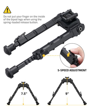 EZshoot Fodable Picatinny Bipod with 5-Speed Height Adjusment