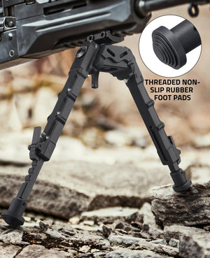 EZshoot Fodable Tactical Rifle Bipod with Threaded Non-slip Rubber Foot Pads
