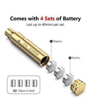 EZshoot Bore Sight Laser for 223REM Chamber with 4 Sets of Battery