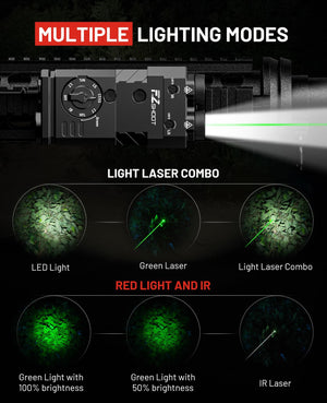 Green laser light laser combo – EZshoot 1600 Lumen 4-in-1 Rifle Flashlight (Green Laser, IR Laser, White Light, Green Light)