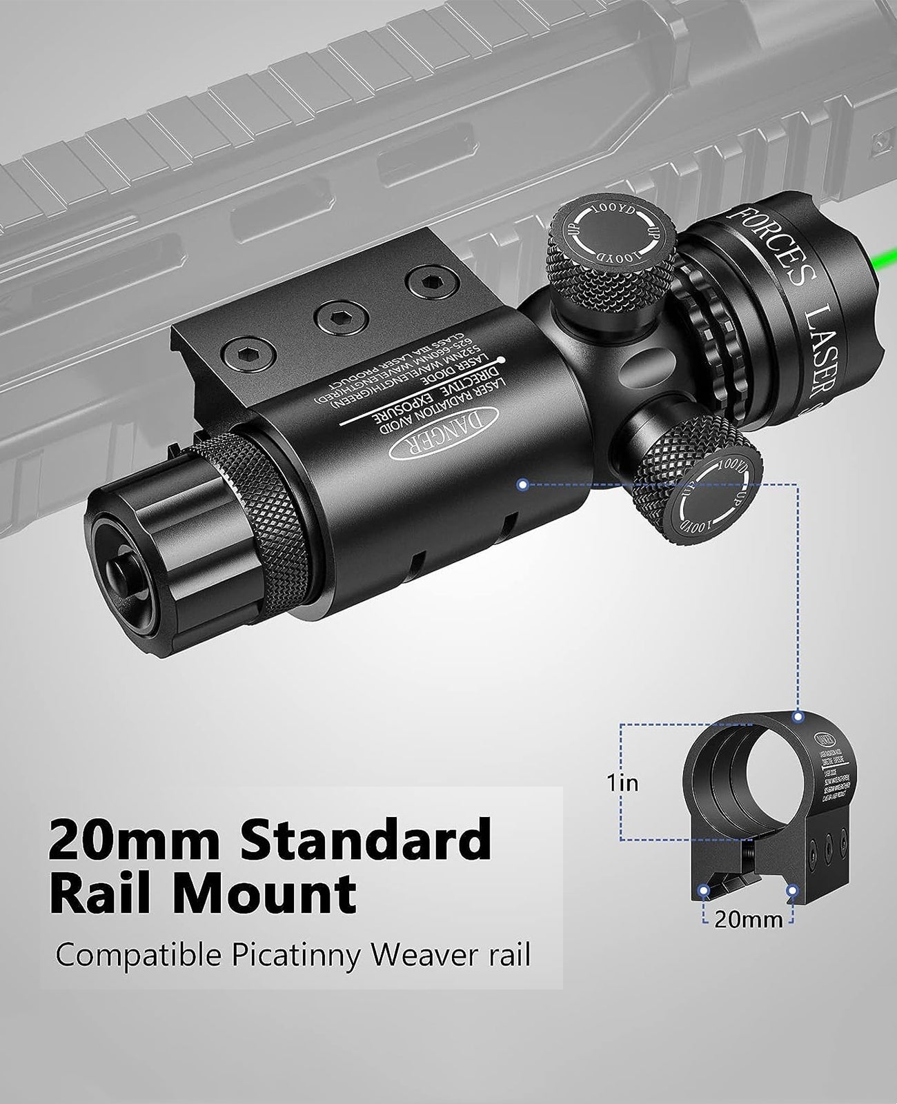 EZshoot Green Laser Sight Green Dot 532nm Scope with 20mm Picatinny Mount –  StarSyncTrackers