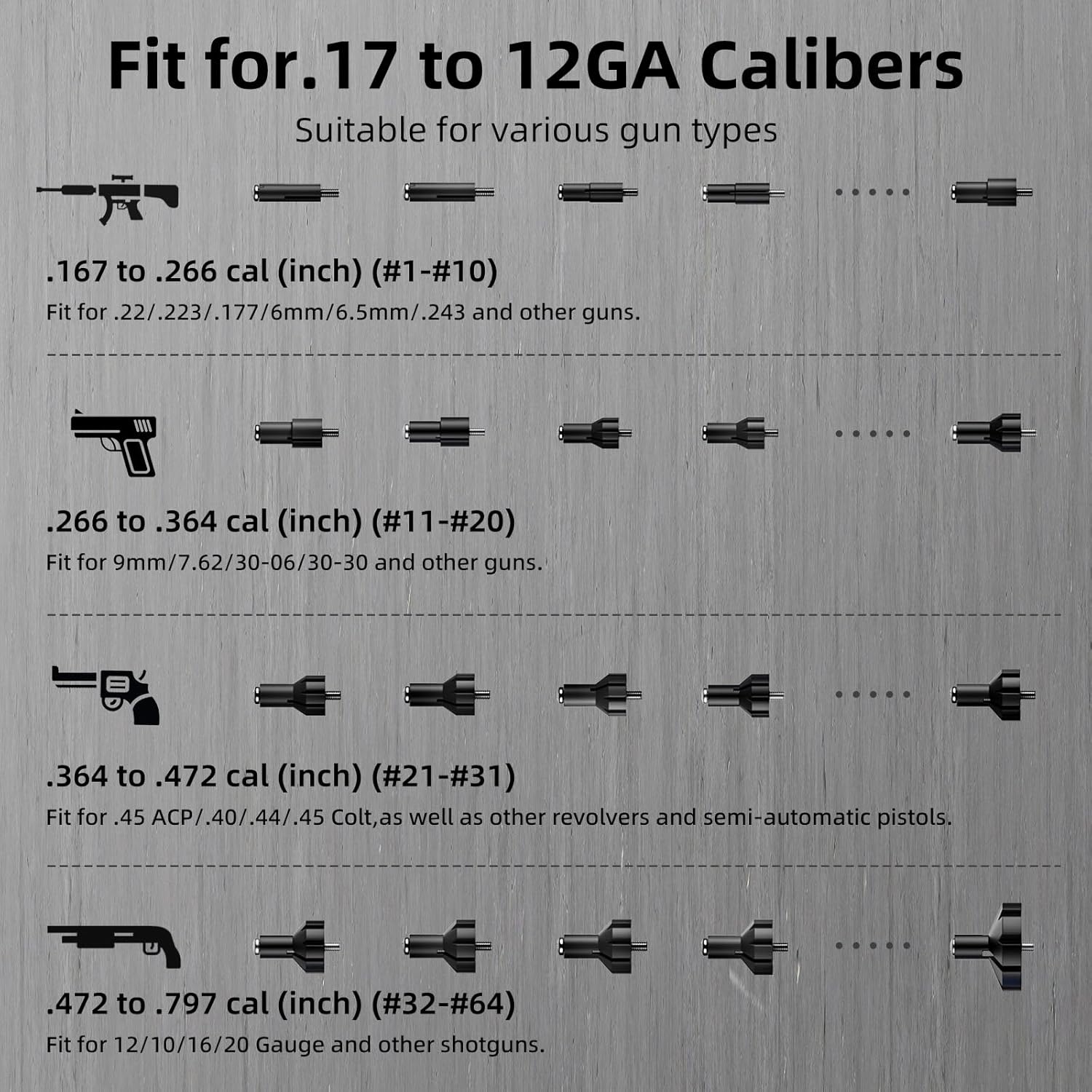 EZshoot Bore Sighter Kit with 64 Adapters Fit for .17 to 12GA Calibers - Compatible with Most Rifles, Pistols and Shotguns