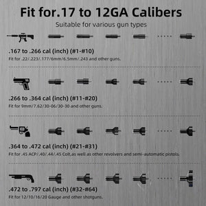 EZshoot Bore Sighter Kit with 64 Adapters Fit for .17 to 12GA Calibers - Compatible with Most Rifles, Pistols and Shotguns
