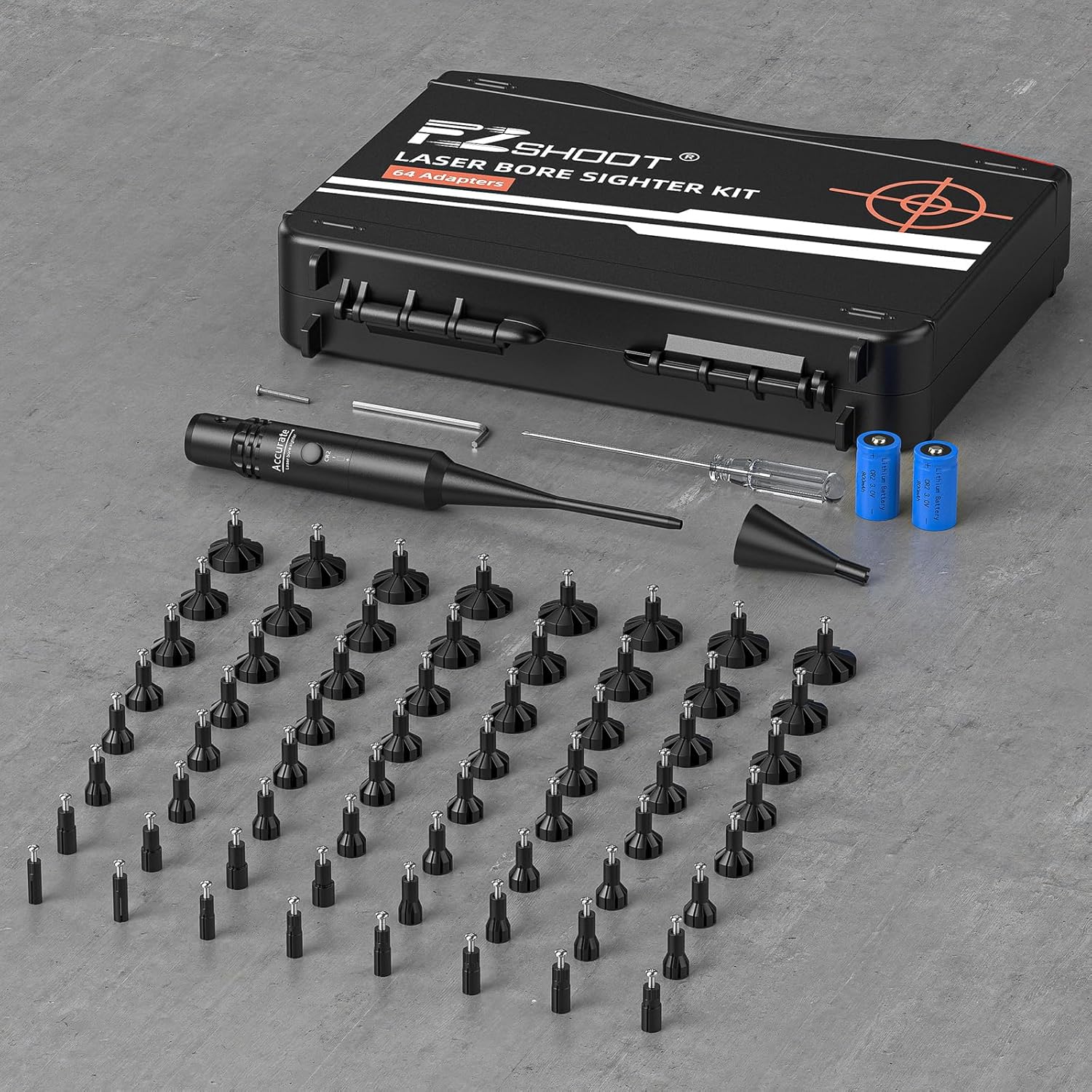 EZshoot Best Laser Boresighter with 64 Adapters and Long Lasting Batteries for Most Guns