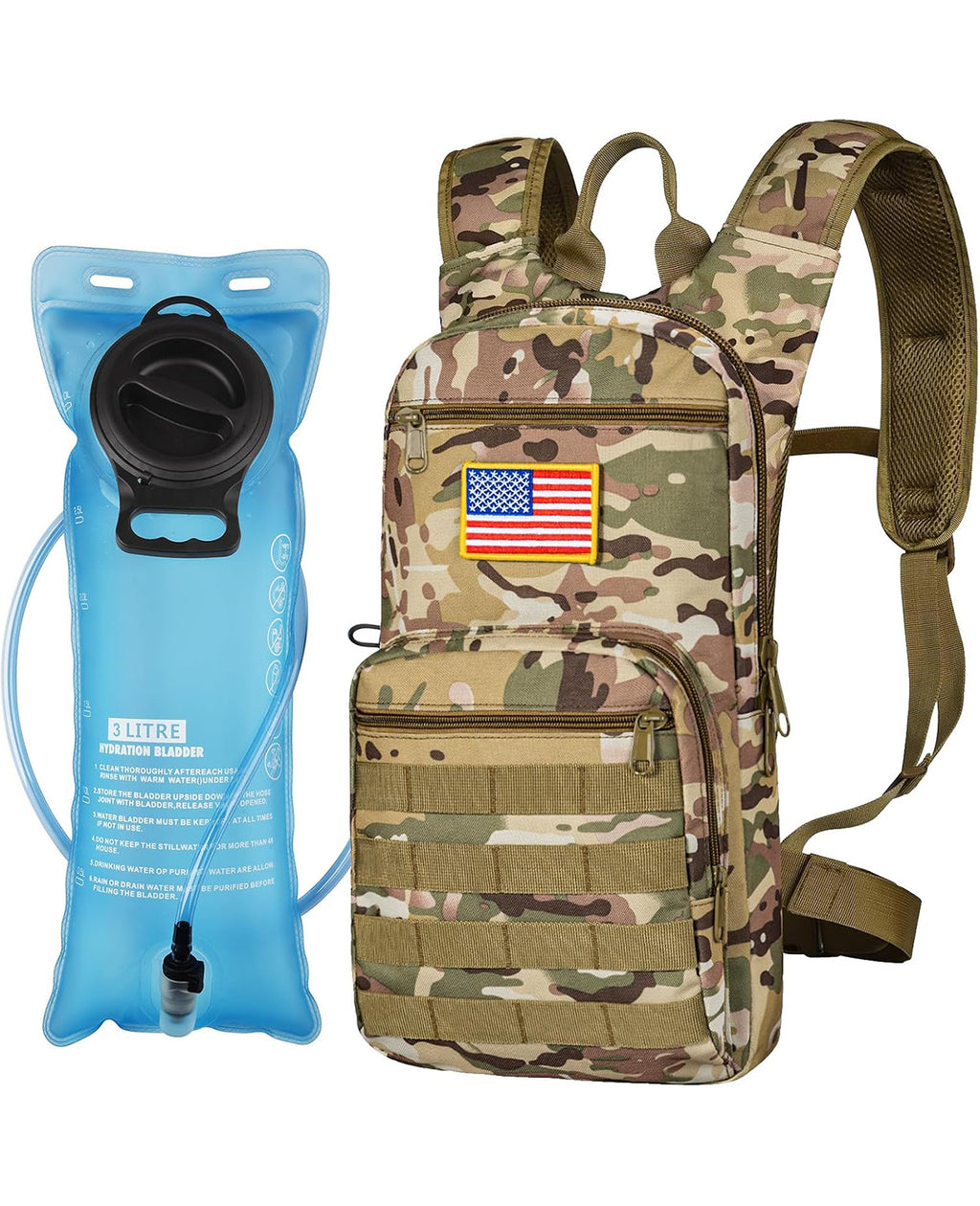 EZshoot Hydration Backpack with 3L TPU Water Bladder, Tactical Water Backpack