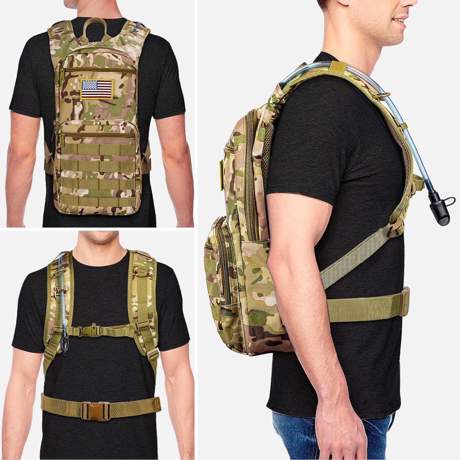 EZshoot Hydration Backpack with 3L TPU Water Bladder, Tactical Water Backpack