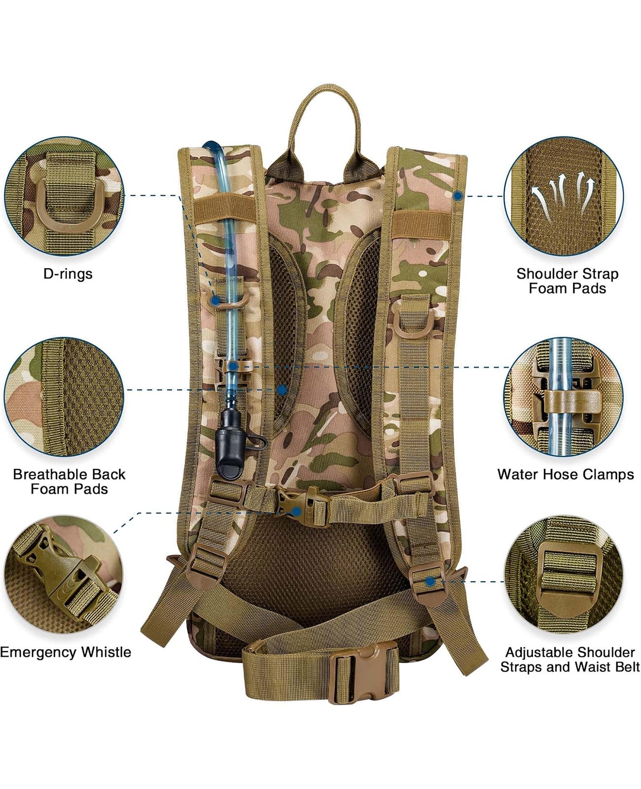 EZshoot Hydration Backpack with 3L TPU Water Bladder, Tactical Water Backpack