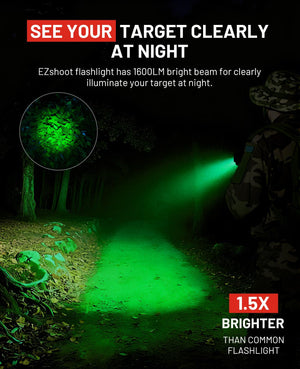 Illuminate your target at night – EZshoot 1600 Lumen 4-in-1 Rifle Flashlight (Green Laser, IR Laser, White Light, Green)