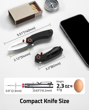 EZshoot blade, compact knife size, 140mm x 54mm x 82mm in black