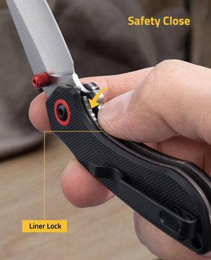 EZshoot Stainless Steel Blade, safety close liner lock in black