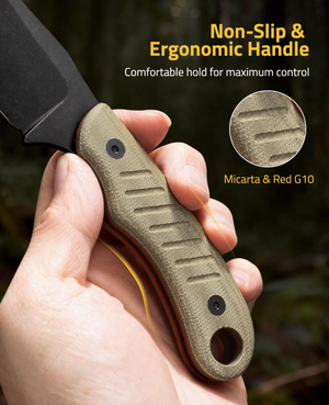 EZshoot EDC Camping Knife, non-slip & ergonomichandle comfortableholdfor maximum control in brown