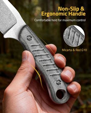 EZshoot EDC Camping Knife, non-slip & ergonomic handle comfortableholdformaximumcontrol in grey