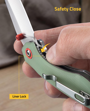 EZshoot Stainless Steel Blade, safety close liner lock in jade green