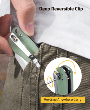 EZshoot blade, deep reversible clip anytime anywhere carry in jade green