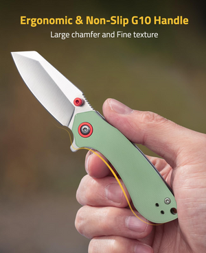 EZshoot Stainless Steel Blade, large chamfer and fine texture in jade green