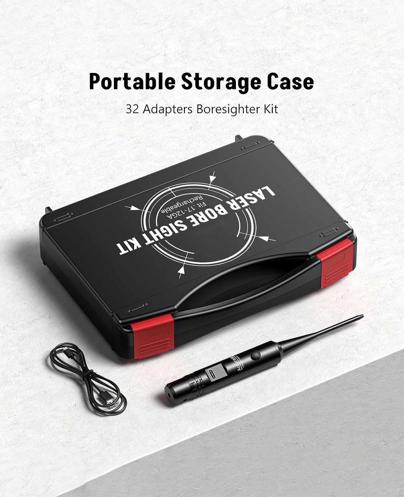 EZshoot Laser Bore Sight Kit, Professional Red Laser Bore Sight with 32 Adapters