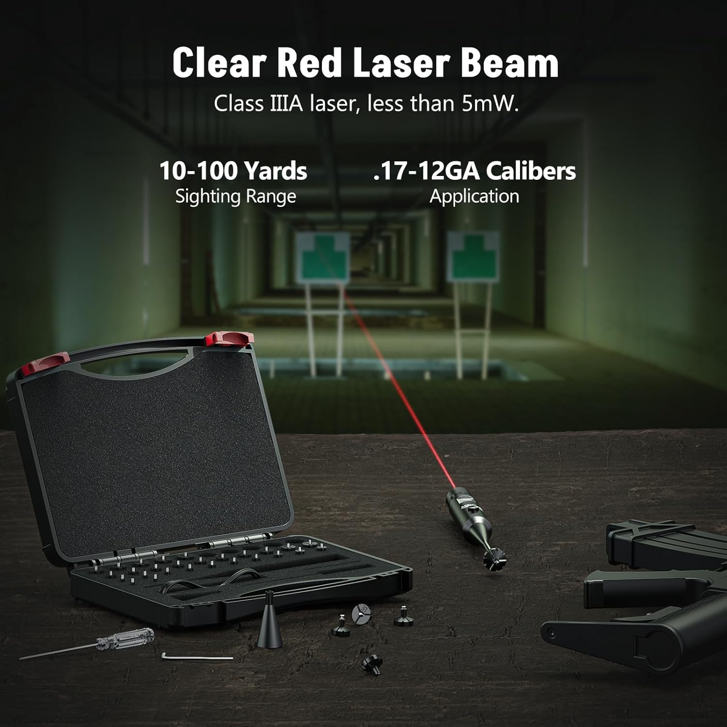 EZshoot Laser Bore Sight Kit, Professional Red Laser Bore Sight with 32 Adapters