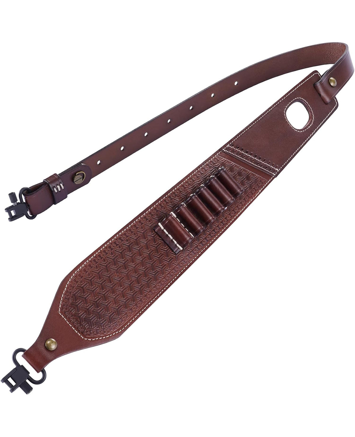 Leather Rifle Sling Two Point Sling Ammo Holder Adjustable Gun Strap