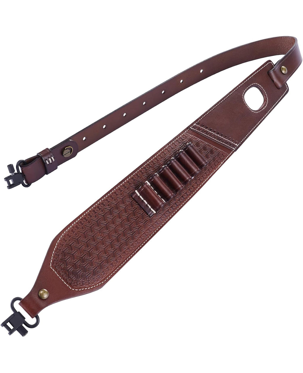 EZshoot Leather Rifle Sling Two Point Sling with Ammo Holder Adjustable Gun Strap