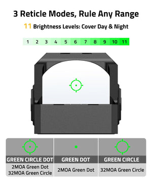 EZshoot Best Red Dot Sight with 3 Reticle and 11 Brightness Levels