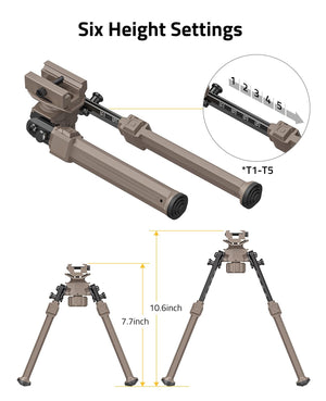 EZshoot Picatinny Bipods with Six Height Settings - The Best Shooting Bipod