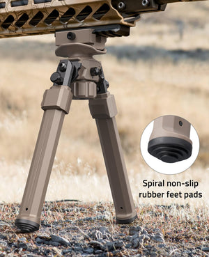 EZshoot Picatinny Bipods for Hunting with Spiral Non-slip Rubber Feet Pads