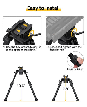 EZshoot Adjustable Rifle Bipod is Easy to be Installed