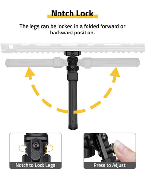 Notch Lock of EZshoot Portable Bipods for Shooting and Hunting