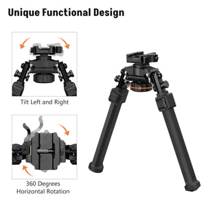Unique Functional Design of EZshoot Picatinny Bipod with Swivel Tilt