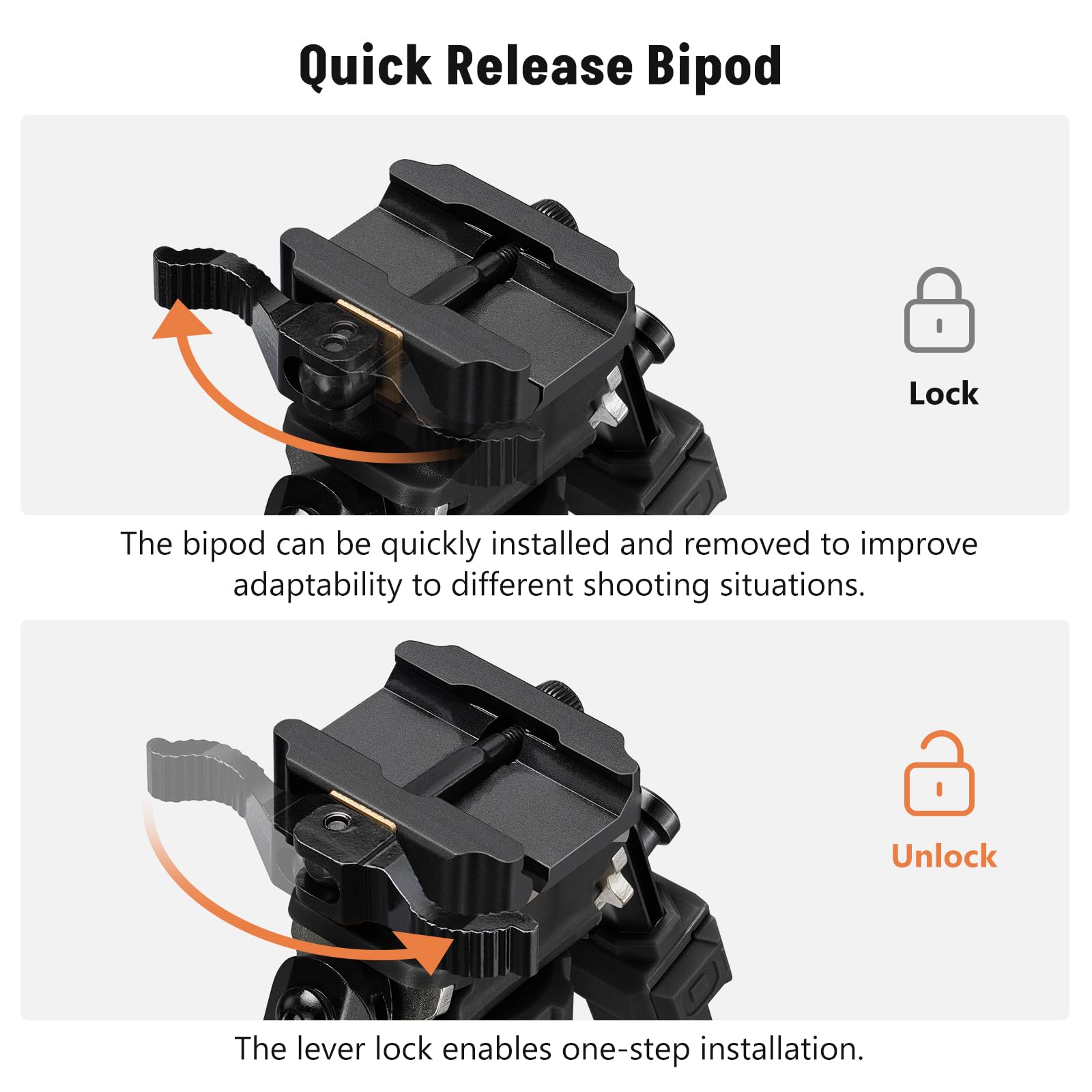 EZshoot Quick Release Lightweight Bipod Swivel Tilt Picatinny Bipod